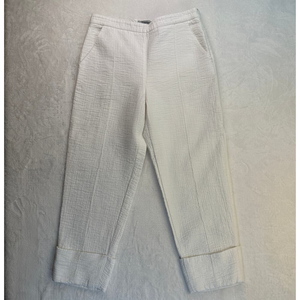 Rachel Comey Rotation Cropped Cuffed Pants Italian Foam Jacquard White Size 8